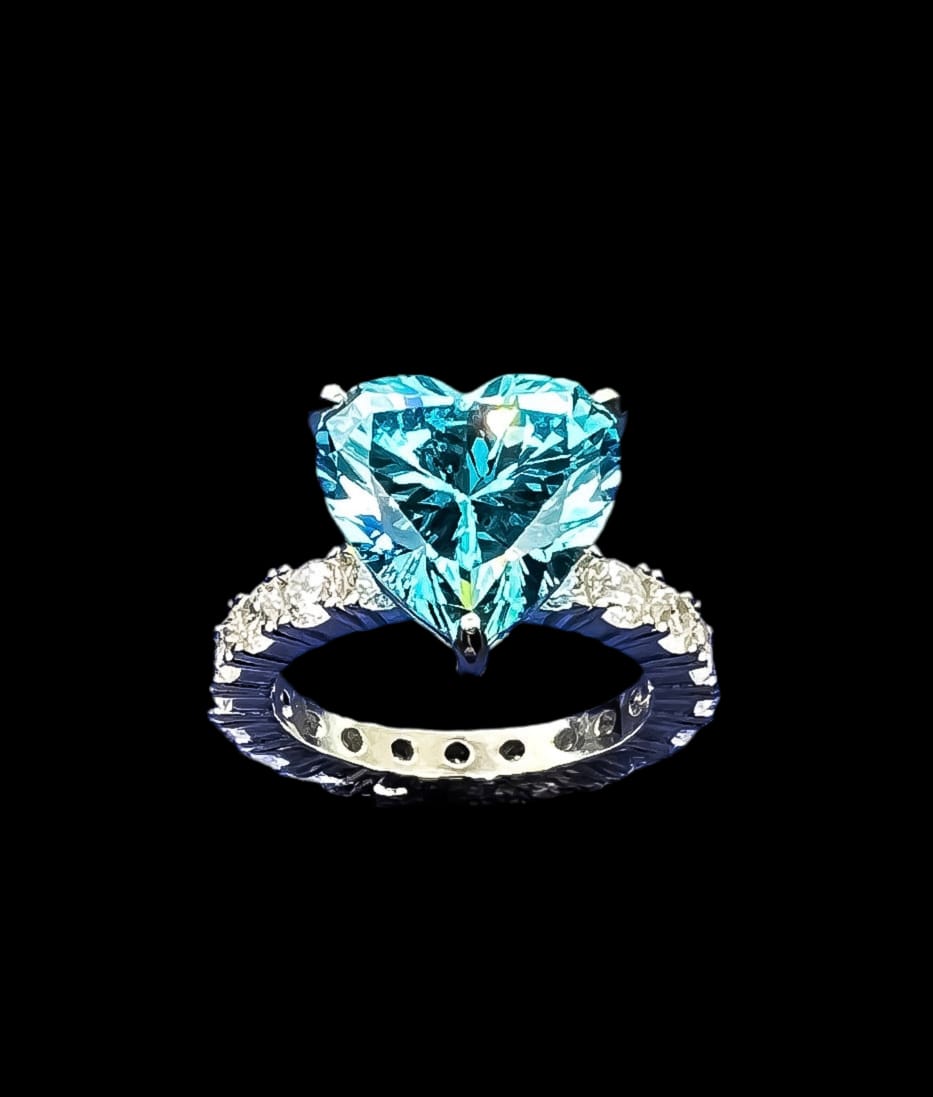 Blue Stone Adjustable Heart Ring with Premium Light Box π