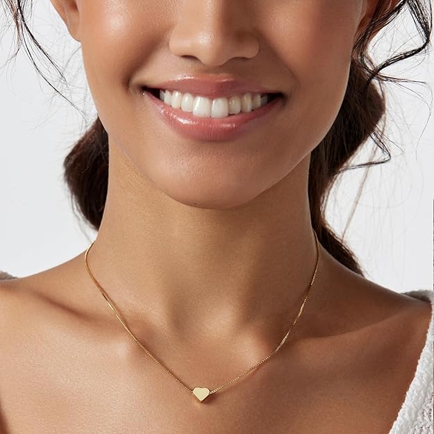 Cute Heart Gold Necklace with gift Packaging π