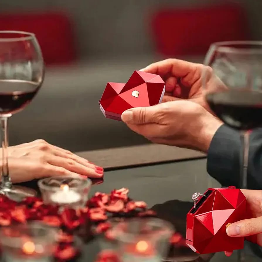 Popup Heart Ring Box with Adjustable Heart Ring π