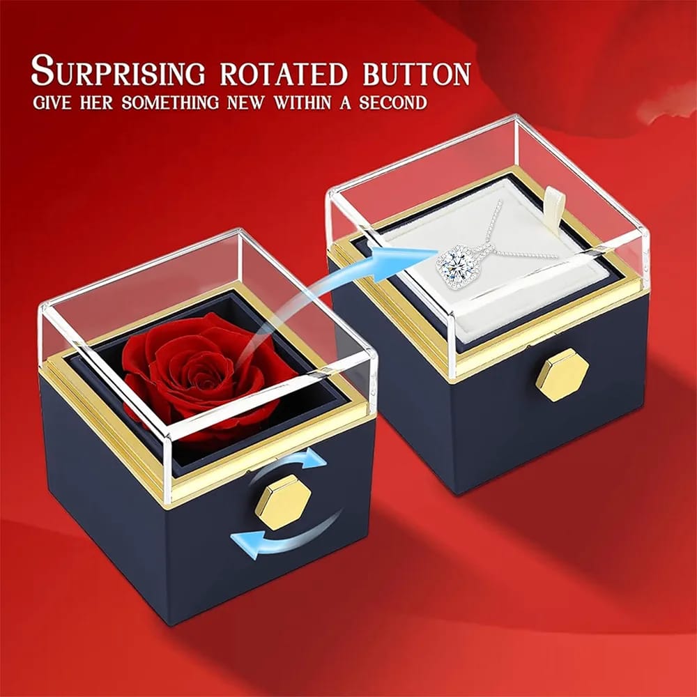 Rotating Rose Box + Adjustable Heart Ring 💖 (With Gift Bag)