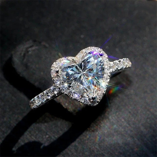 Luxury Silver Color Heart Ring for Women| Comes with Light Box & Gift Bag 🎁